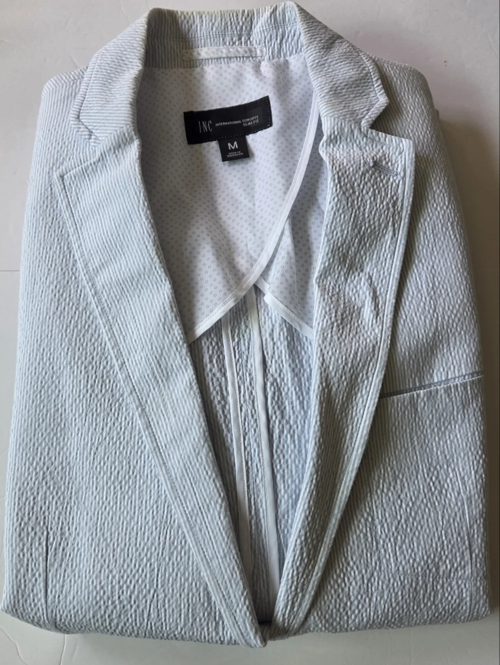 INC International Concepts Light Blue Seersucker Sport Coat
